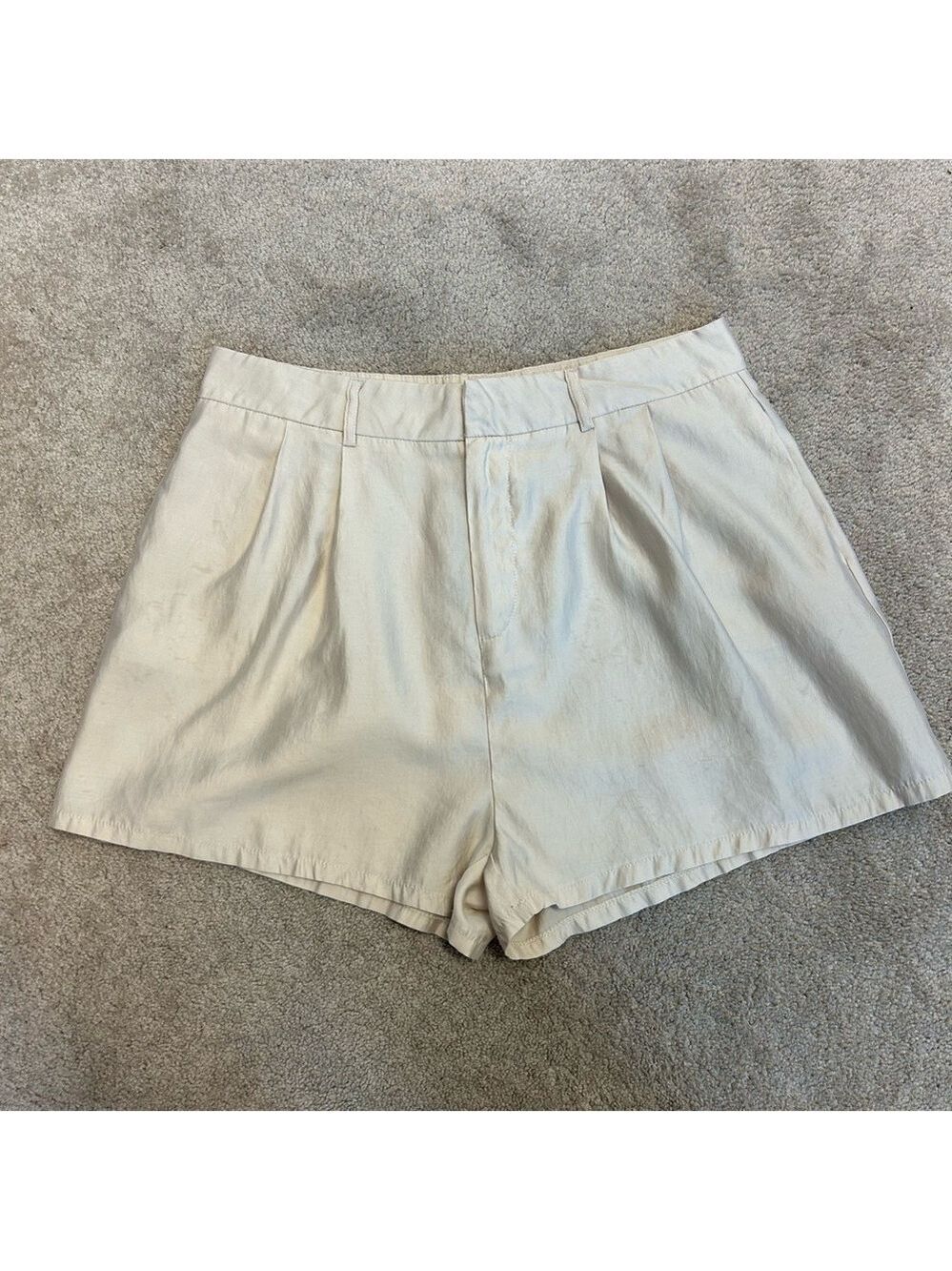 Shinestar cream beige pleated dress shorts Sz XL NWT